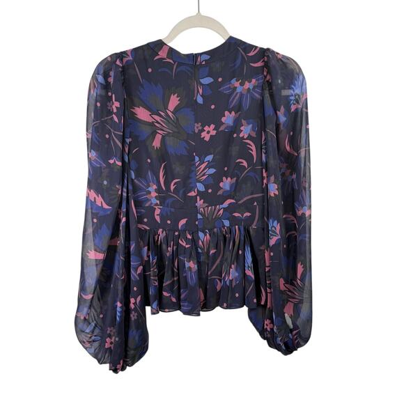 Ted Baker Stephanie Purple Floral Balloon Sleeve Blouse Preppy Womens 1 US 4 Sm - Picture 8 of 8
